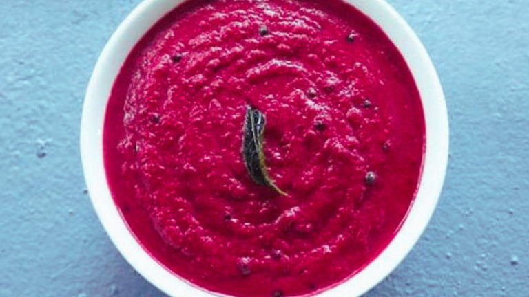 Beetroot Fusion Coconut Chutney with Crunchy Peanuts
