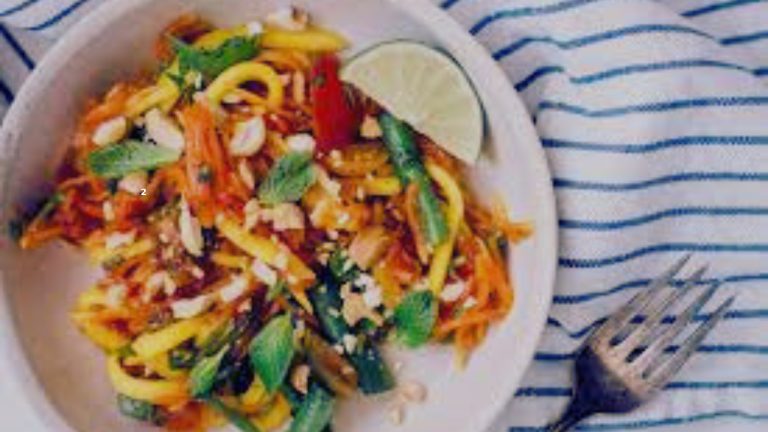 Tropical Papaya Mango Salad with Peanut Dressing