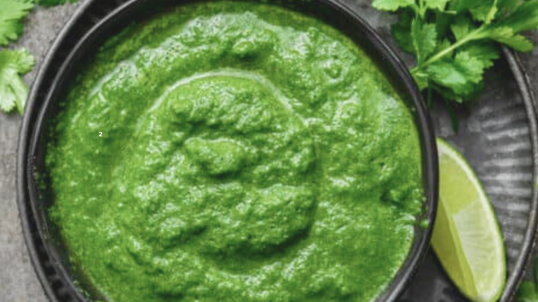 Tangy Coriander and Mint Chutney with Mango