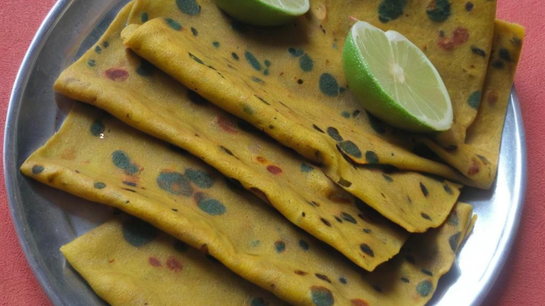 Methi Coriander Thepla with Boiled Matki