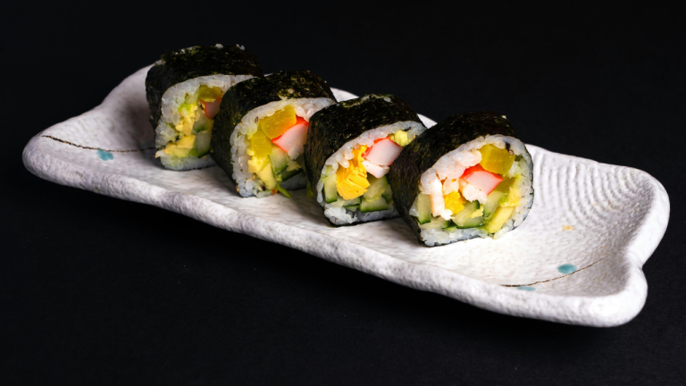 Zen Vegan Sushi Rolls with Avocado, Cucumber, and Carrot